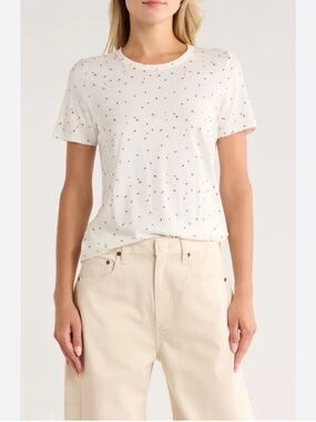 rag & bone White Short-Sleeve Tee with Red Dot Print